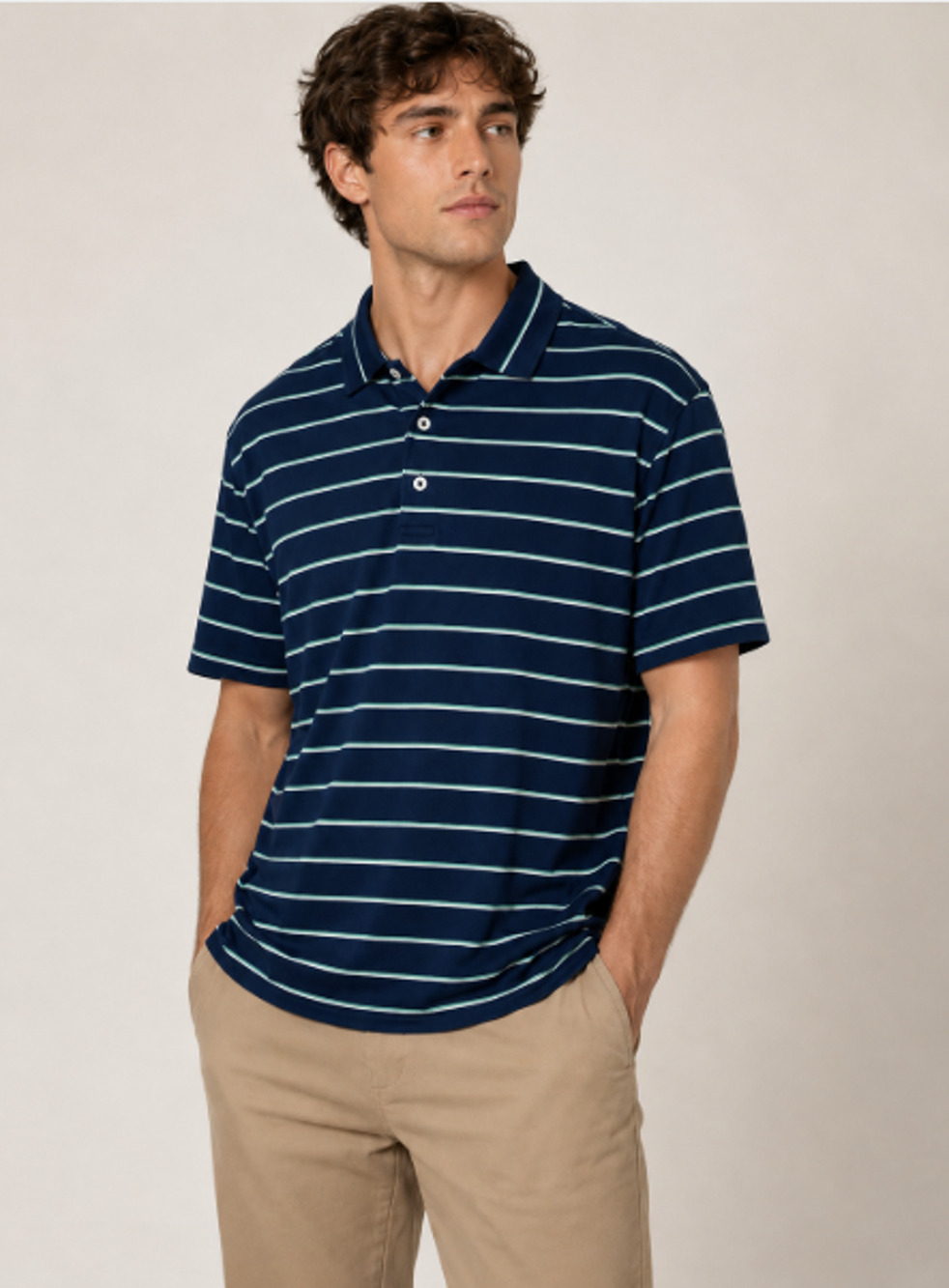 Polo Golf Ralph Lauren Stretch Lisle Polo Shirt Men L Navy Stripe Golf Preppy